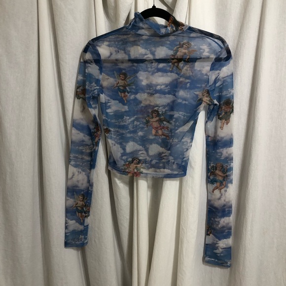 Mesh T Neck Long Sleeves - Picture 2 of 3